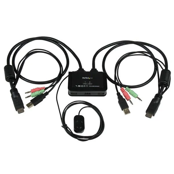 SWITCH CONMUTADOR KVM 2X HDMI USB AUDIO CON CABLES