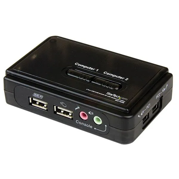 JUEGO KIT CONMUTADOR KVM 2 PUERTOS USB AUDIO VIDEO VGA CABL.S