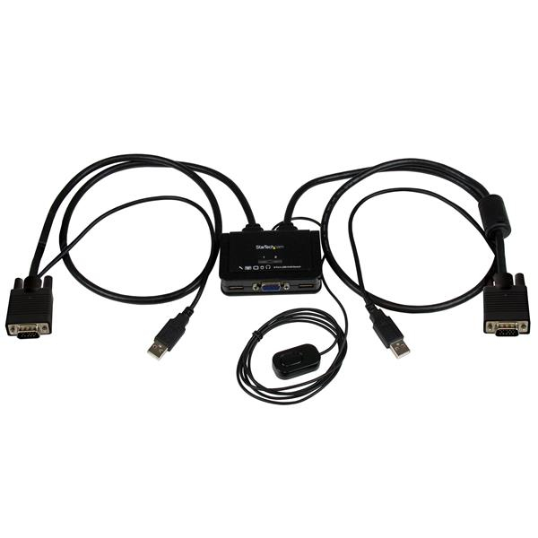 SWITCH CONMUTADOR KVM DE CABLE 2 PUERTOS VGA ALIMENTACION USB