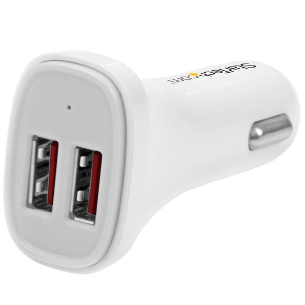 CARGADOR DE COCHE USB DOS PUERTOS 24W 4.8A BLANCO