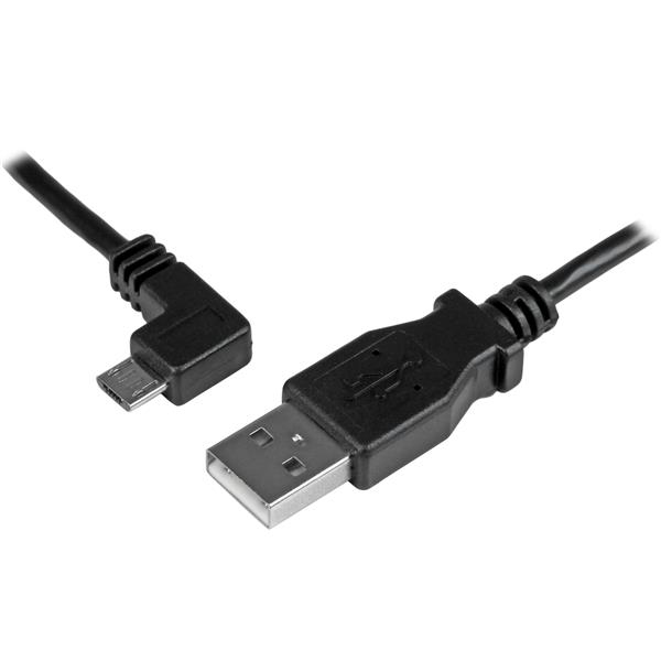 CABLE DE 2 M MICRO USB CONECTOR ACODADO A LA IZQUIERDA .