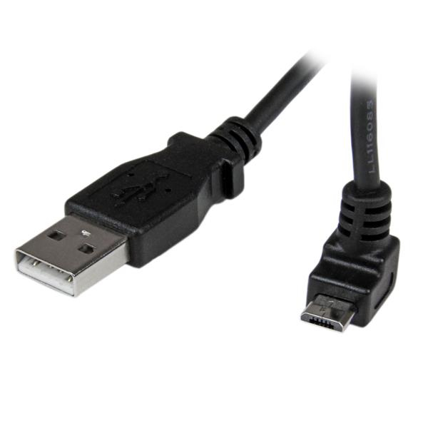 CABLE 50CM MICRO USB B A USB A ACODADO HACIA ARRIBA ADAPTADOR