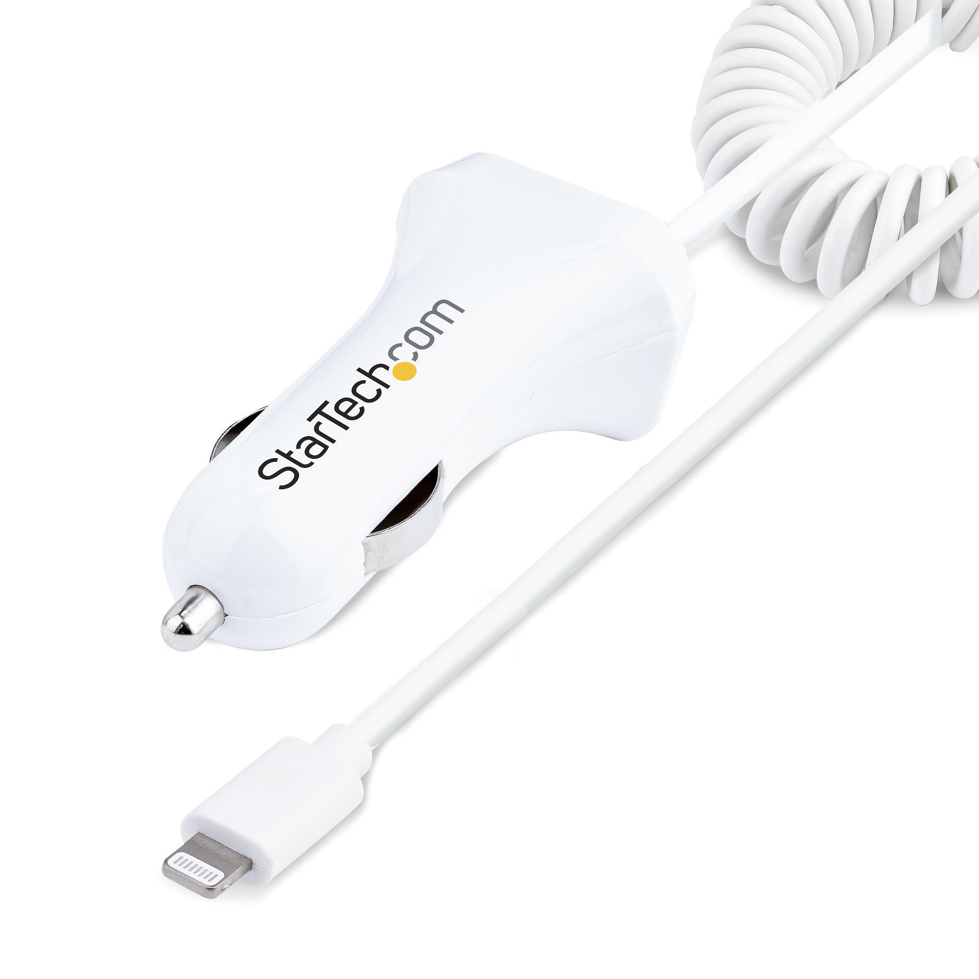 CABLE DE 1M CARGADOR DE COCHE LIGHTNING BLANCO EN ESPIRAL