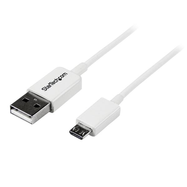 CABLE 2M MICRO USB B A USB A ADAPTADOR BLANCO TELEFONO       .