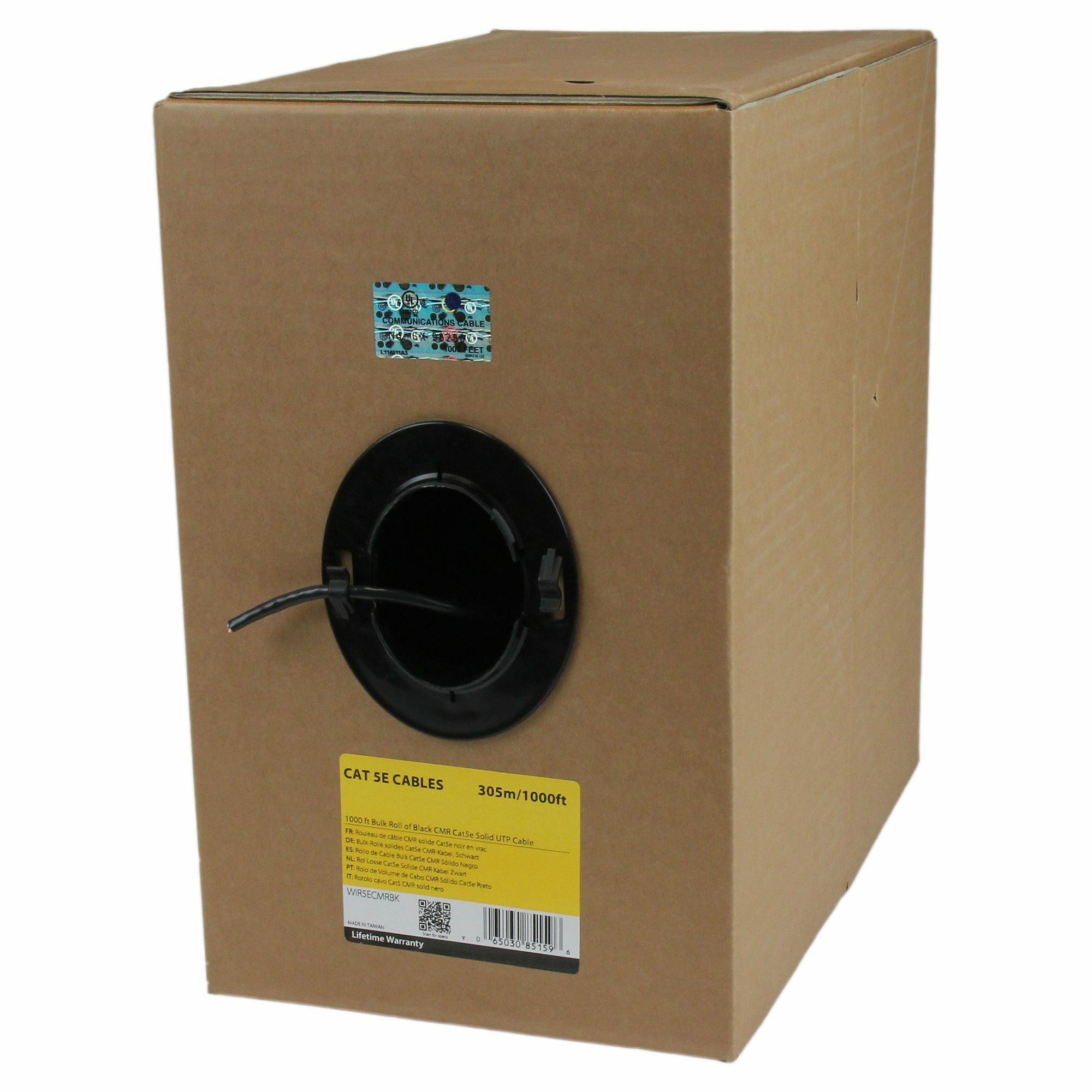 ROLLO BOBINA 304M CABLE CAT5E UTP RED CMR NEGRO BULK GRANEL .