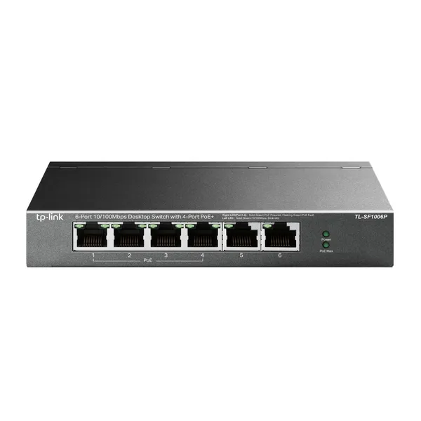 SWITCH DE ESCRITORIO DE 6 PUERT OS A 10/100 MBPS CON 4 PUERTOS POE