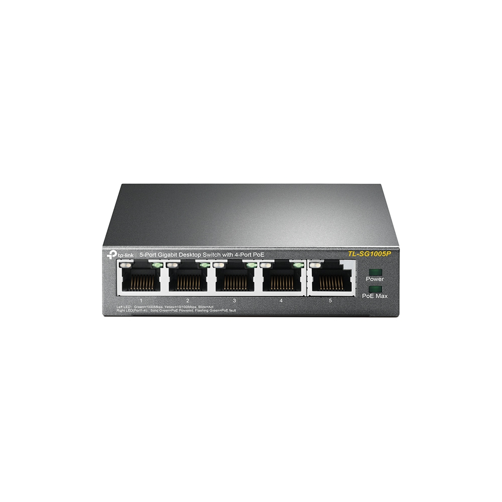 SWITCH ESCRITORIO DE 5 PTOS GIGABIT CON 4 PUERTOS POE SIN ADM