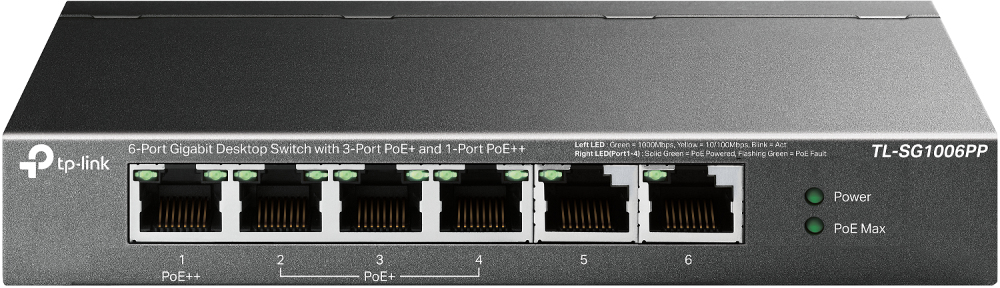 SWITCH GIGABIT DE SOBREMESA DE 6 PUERTOS CON POE DE 3 PUERTOS