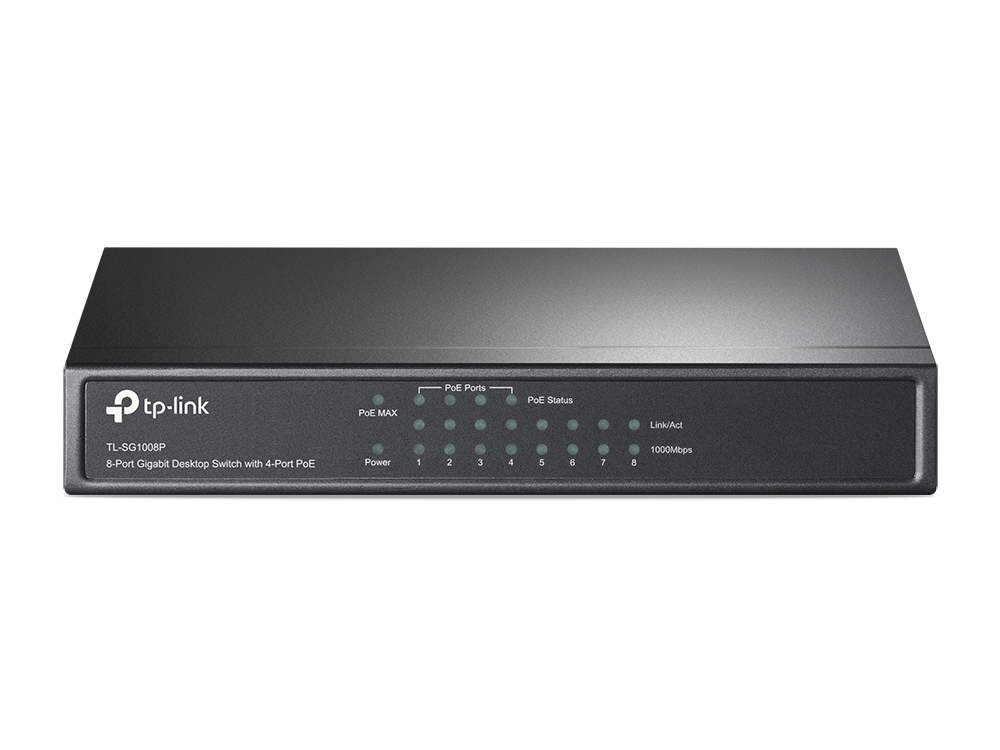 SWITCH POE DE 8 PUERTOS GIGABIT RJ45 DE 10/100/1000 MBPS CON 4 P.