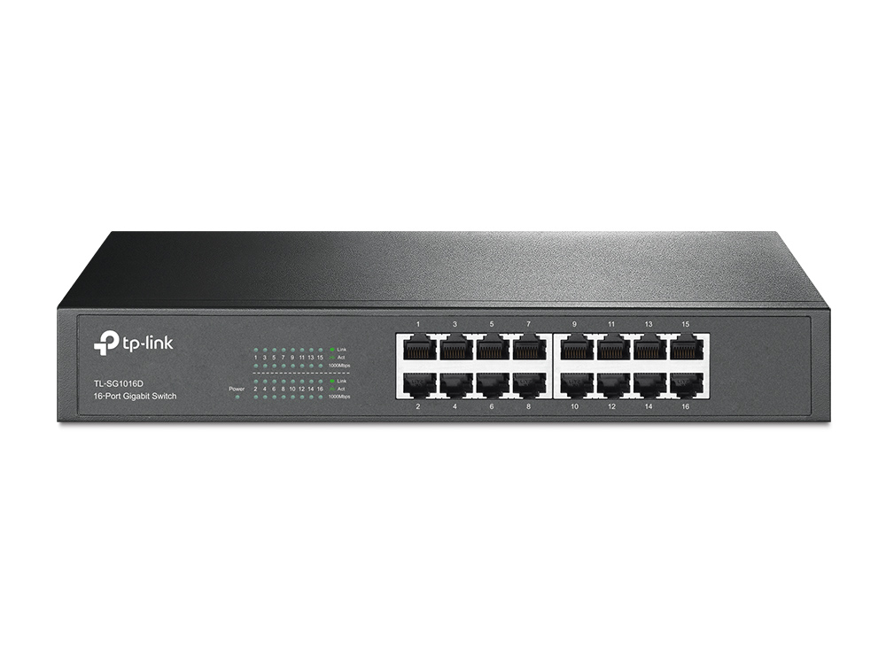 SWITCH CON 16 PUERTOS GIGABIT. SIN ADMINISTRACION ESCRITORIO/RACK