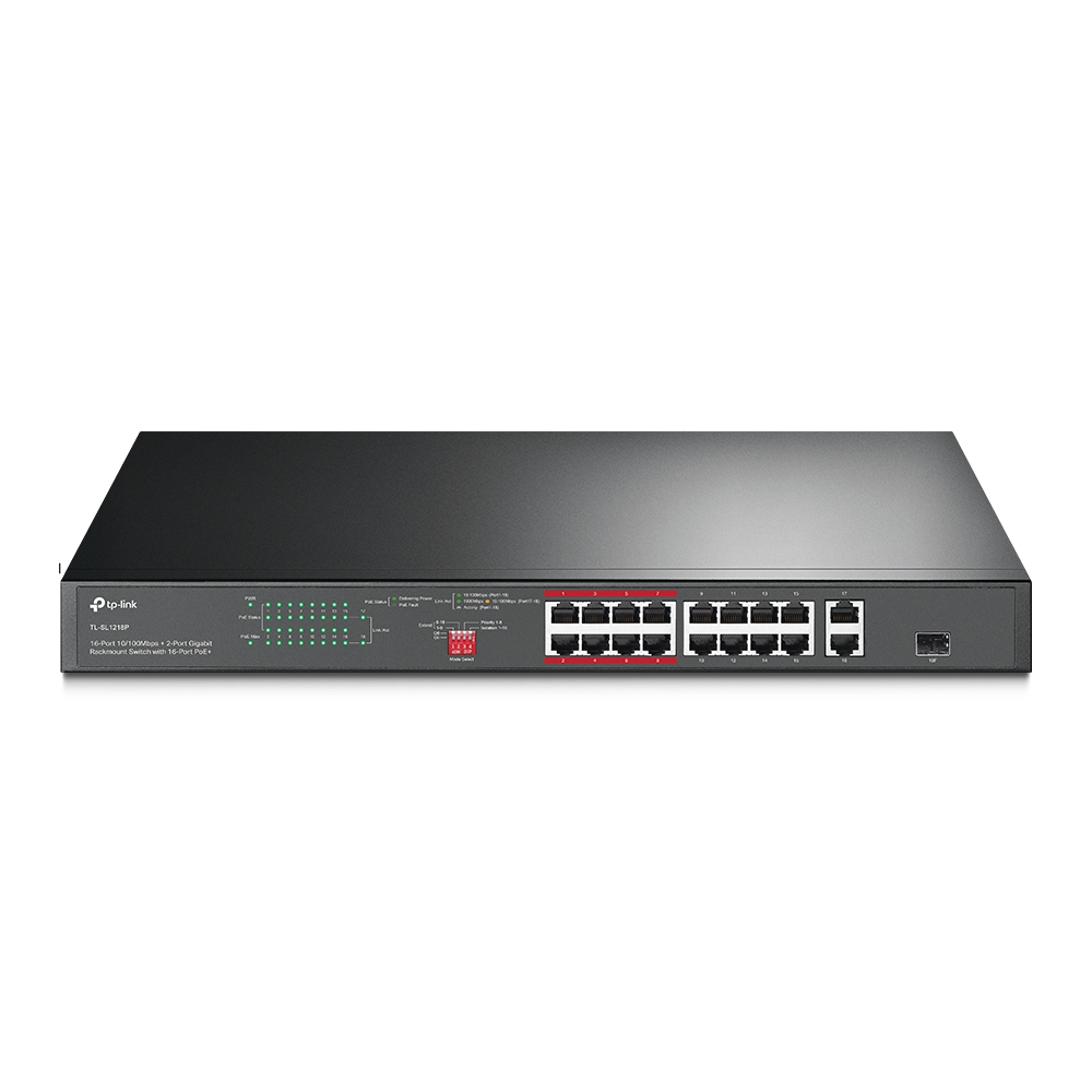 SWITCH PARA MONTAJE EN RACK DE 16 PUERTOS POE 10 100 MBPS
